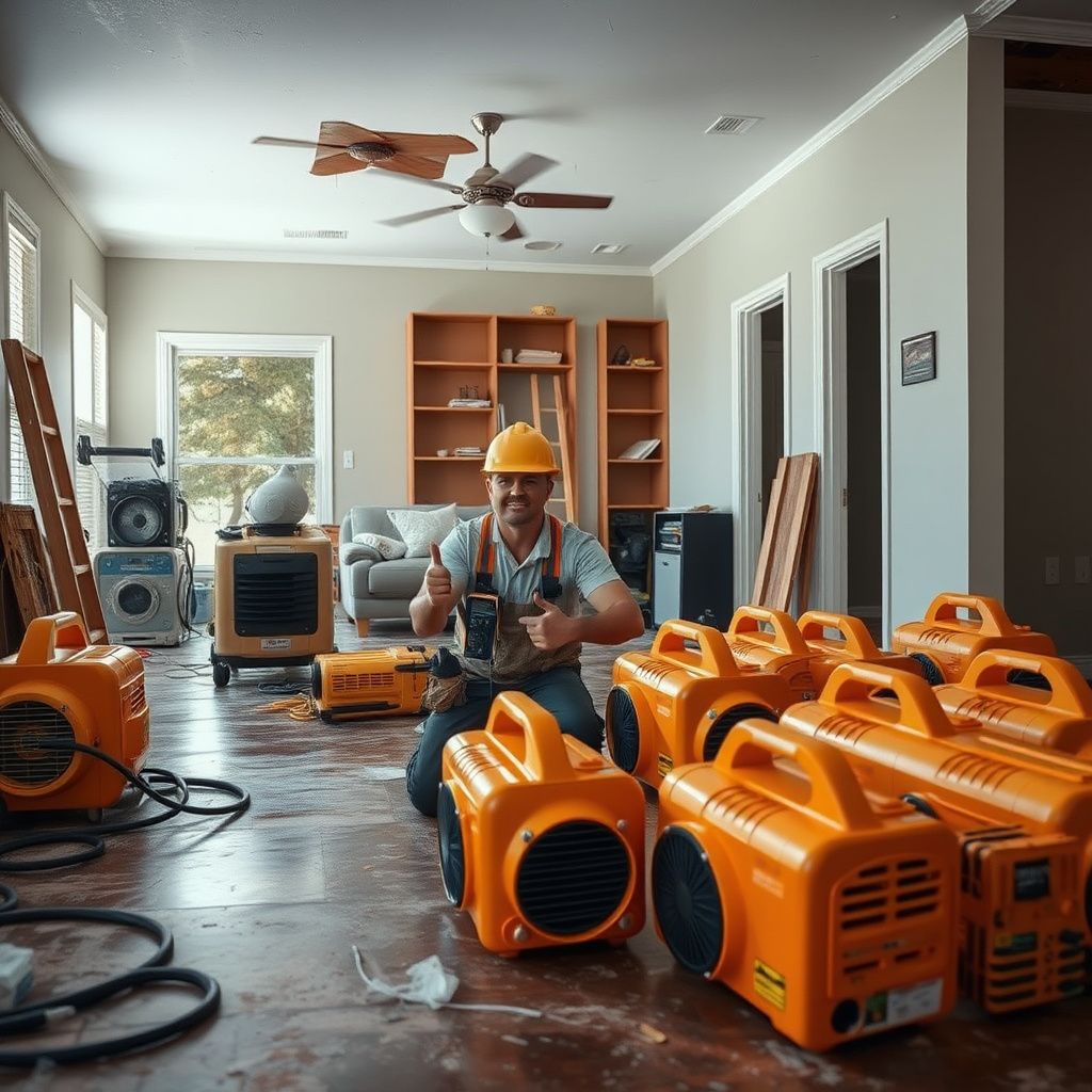 A technician using a moisture meter to check for hidden water damage behind a wall in a Waynesboro residence.